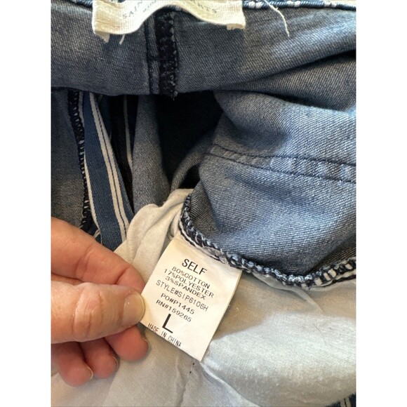 Saints & Hearts Raw‎ Hem Striped Flare Bell Bottom Jeans Women’s Size Large - Picture 4 of 9